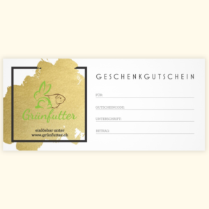 Gedruckter Geschenkgutschein von Grünfutter